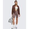 imageG4Free Smoofit Modal Soft Womens Zip Up Jackets Mock Neck Casual Sweatshirts Athletic Workout Tops with PocketsDark Coffee