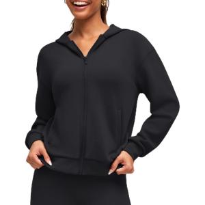 imageG4Free Smoofit Modal Soft Womens Full Zip Hoodies Loose Fit Casual Jackets with PocketsBlack