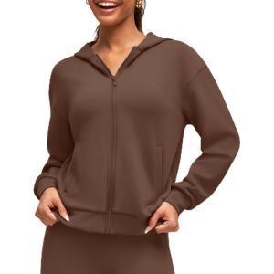 imageG4Free Smoofit Modal Soft Womens Full Zip Hoodies Loose Fit Casual Jackets with PocketsDark Coffee
