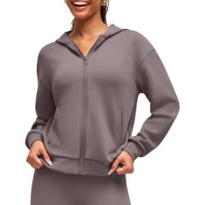 imageG4Free Smoofit Modal Soft Womens Full Zip Hoodies Loose Fit Casual Jackets with PocketsTaupe