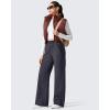 imageG4Free Flurrylux Womens Cargo Fleece Lined Sweatpants Cotton Baggy Wide Leg Pants with Pockets LoungeDark Gray