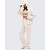 imageG4Free Smoofit Modal Soft Wide Leg Cargo Sweatpants for Women Drawstring Casual Pants with PocketsIvory