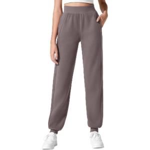 imageG4Free Flurrylux Cotton Fleece Lined Joggers Women Elastic Waist Sweatpants with Pockets Casual Lounge PantsTaupe