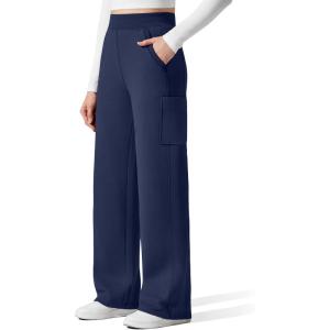 imageG4Free Flurrylux Womens Cargo Fleece Lined Sweatpants Cotton Baggy Wide Leg Pants with Pockets LoungeRoyal Blue