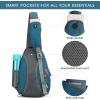 imageG4Free RFID Sling Bag Crossbody Backpack Casual Chest Shoulder Daypack Gym Bag for Hiking Travel 7LBlue LeafBnavy