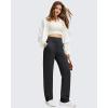 imageG4Free Womens Fleece Lined Straight Leg Pants Winter Thermal Work Trousers with PocketsBlack