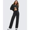 imageG4Free Smoofit Modal Soft Womens Wide Leg Sweatpants with Pockets Drawstring Double Layer Waist Casual PantsBlack