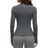 imageG4Free BareFeel Womens Workout Jacket Full Zip Up Slim Hip Length Yoga Athletic Tops with Thumb HolesDark Gray