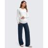 imageG4Free EverGoing Fleece Lined Maternity Wide Leg Pants Over The Belly Pregnancy Trousers with PocketsDark Blue