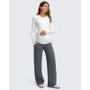 imageG4Free EverGoing Fleece Lined Maternity Wide Leg Pants Over The Belly Pregnancy Trousers with PocketsDark Gray
