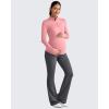 imageG4Free Lightweight Maternity Long Sleeve Workout Tops UPF 50 Rash Guard Half Zip Sun Shirts Ruches Pregnancy PulloverPink