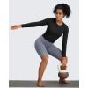 imageG4Free BareFeel Long Sleeve Workout Tops for Women Slim Athletic Gym Yoga Shirt Cropped Basic Tight ShirtBlack