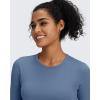 imageG4Free BareFeel Long Sleeve Workout Tops for Women Slim Athletic Gym Yoga Shirt Cropped Basic Tight ShirtBlue Gray