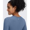 imageG4Free BareFeel Long Sleeve Workout Tops for Women Slim Athletic Gym Yoga Shirt Cropped Basic Tight ShirtBlue Gray