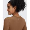 imageG4Free BareFeel Long Sleeve Workout Tops for Women Slim Athletic Gym Yoga Shirt Cropped Basic Tight ShirtCoffee