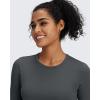 imageG4Free BareFeel Long Sleeve Workout Tops for Women Slim Athletic Gym Yoga Shirt Cropped Basic Tight ShirtDark Gray