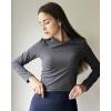imageG4Free BareFeel Long Sleeve Workout Tops for Women Slim Athletic Gym Yoga Shirt Cropped Basic Tight ShirtDark Gray