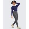 imageG4Free BareFeel Long Sleeve Workout Tops for Women Slim Athletic Gym Yoga Shirt Cropped Basic Tight ShirtNavy