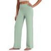imageG4Free BareFeel No Front Seam Straight Leggings for Women High Waisted Wide Leg Yoga Pants 29quot31quot33quotBean Green