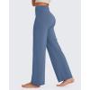 imageG4Free BareFeel No Front Seam Straight Leggings for Women High Waisted Wide Leg Yoga Pants 29quot31quot33quotBlue Gray