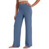 imageG4Free BareFeel No Front Seam Straight Leggings for Women High Waisted Wide Leg Yoga Pants 29quot31quot33quotBlue Gray