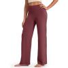 imageG4Free BareFeel No Front Seam Straight Leggings for Women High Waisted Wide Leg Yoga Pants 29quot31quot33quotDark Burgundy