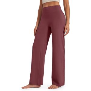 imageG4Free BareFeel No Front Seam Straight Leggings for Women High Waisted Wide Leg Yoga Pants 29quot31quot33quotDark Burgundy