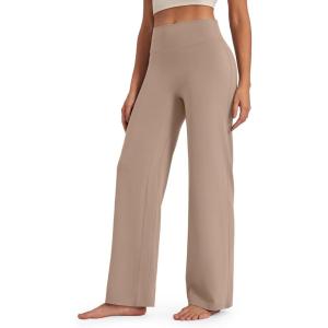 imageG4Free BareFeel No Front Seam Straight Leggings for Women High Waisted Wide Leg Yoga Pants 29quot31quot33quotToffee