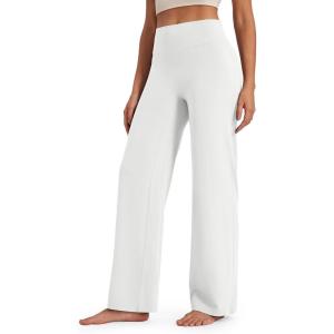 imageG4Free BareFeel No Front Seam Straight Leggings for Women High Waisted Wide Leg Yoga Pants 29quot31quot33quotWhite