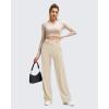 imageG4Free BareFeel High Stretch Wide Leg Yoga Pants for Women Side Pleated V Waist Casual Trousers with PocketsLight Khaki