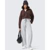 imageG4Free Flurrylux Fleece Lined Baggy Barrel Sweatpants Cotton Wide Leg Lounge Pants with PocketsLight Heather