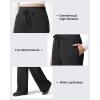 imageG4Free Flurrylux Womens Fleece Lined Wide Leg Sweatpants Drawstring Cotton Thermal Lounge PantsBlack