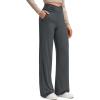 imageG4Free BareFeel High Stretch Wide Leg Yoga Pants for Women Side Pleated V Waist Casual Trousers with PocketsDark Gray