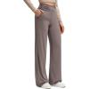 imageG4Free BareFeel High Stretch Wide Leg Yoga Pants for Women Side Pleated V Waist Casual Trousers with PocketsTaupe