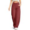 imageG4Free EverGoing Wide Leg Pants for Women Loose Yoga Pants with Pockets PetiteRegularTall Stretch Casual Lounge PantsDark Burgundy