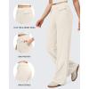 imageG4Free EverGoing Womens Wide Leg Pants High Waisted Yoga Pants Dressy Casual Trousers with PocketsIvory