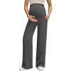 imageG4Free ShiftReady Maternity Work Pants with Pockets Over The Belly Pregnancy Wide Leg Dress TrousersDark Gray