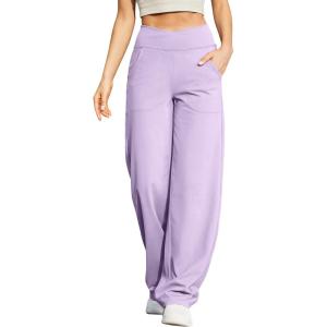 imageG4Free EverGoing Wide Leg Pants for Women Loose Yoga Pants with Pockets PetiteRegularTall Stretch Casual Lounge PantsLavender