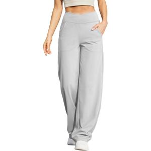 imageG4Free EverGoing Wide Leg Pants for Women Loose Yoga Pants with Pockets PetiteRegularTall Stretch Casual Lounge PantsLight Grey