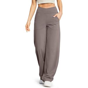 imageG4Free EverGoing Wide Leg Pants for Women Loose Yoga Pants with Pockets PetiteRegularTall Stretch Casual Lounge PantsTaupe
