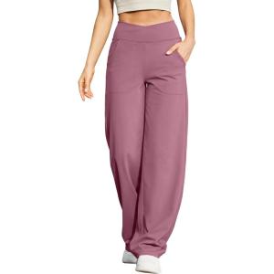 imageG4Free EverGoing Wide Leg Pants for Women Loose Yoga Pants with Pockets PetiteRegularTall Stretch Casual Lounge PantsVelvet Dust