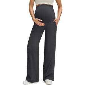 imageG4Free ShiftReady Maternity Work Pants with Pockets Over The Belly Pregnancy Wide Leg Dress TrousersBlack