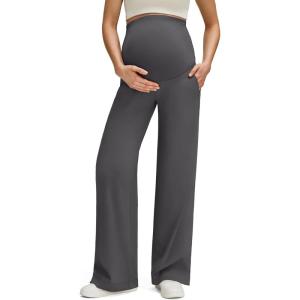imageG4Free ShiftReady Maternity Work Pants with Pockets Over The Belly Pregnancy Wide Leg Dress TrousersDark Gray