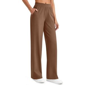 imageG4Free ShiftReady Women Trousers Yoga Pants with Pockets Wide Leg Stretchy Dress Pant Work Slack PetiteRegularTallDark Coffee