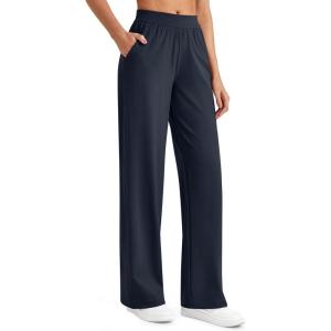 imageG4Free ShiftReady Women Trousers Yoga Pants with Pockets Wide Leg Stretchy Dress Pant Work Slack PetiteRegularTallDark Navy