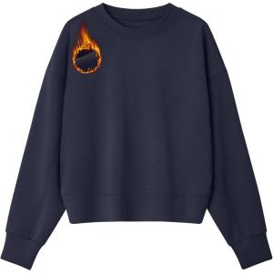 imageG4Free Smoofit Modal Soft Womens Fleece Sweatshirts Crewneck Pullover Hoodies Long Sleeve Casual TopsDark Navy