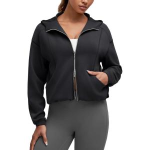 imageG4Free Smoofit Womens Two Way Full Zip Jackets Modal Soft Casual Hoodie with PocketsBlack
