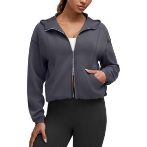 imageG4Free Smoofit Womens Two Way Full Zip Jackets Modal Soft Casual Hoodie with PocketsDark Gray