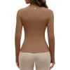 imageG4Free BareFeel Womens Workout Jacket Full Zip Up Slim Hip Length Yoga Athletic Tops with Thumb HolesDark Coffee
