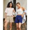 imageG4Free Trendy Shorts for Women Dressy Casual High Waisted Lounge Summer Pleated Shorts with PocketsLight Khaki